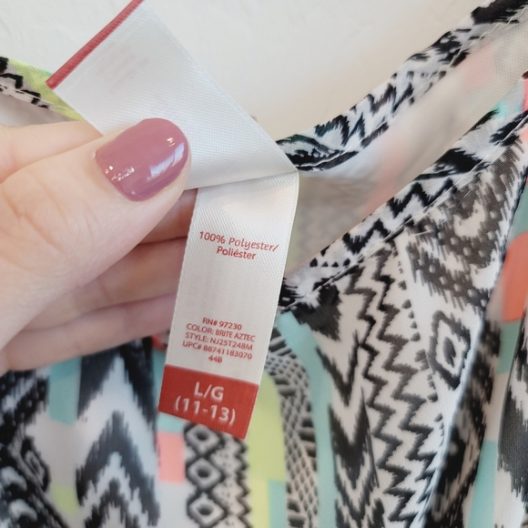 No Boundaries Asymmetrical Hem Aztec Print Multicolored Dress Size Large - Picture 11 of 14